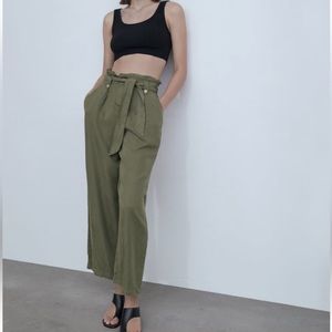 Zara paperbag culottes khaki
